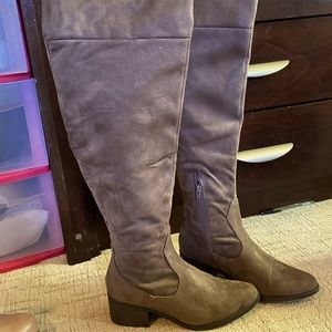 Over the knee brown boots